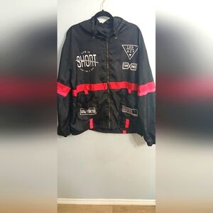 Vintage mens windbreaker  jacket two tone colors black and pink size XL